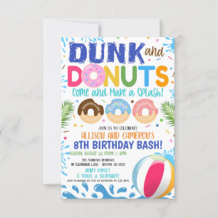 Dunk and Donuts Birthday Invitation Kaart
