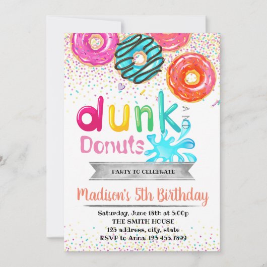 Dunk and donuts party call kaart (Voorkant)
