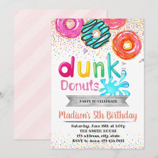 Dunk and donuts party call kaart (Voorkant / Achterkant)