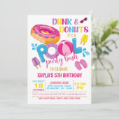 Dunk & Donuts Pool Party uitnodiging (Staand voorkant)