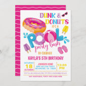 Dunk & Donuts Zwembad Feest Uitnodiging (Voorkant / Achterkant)
