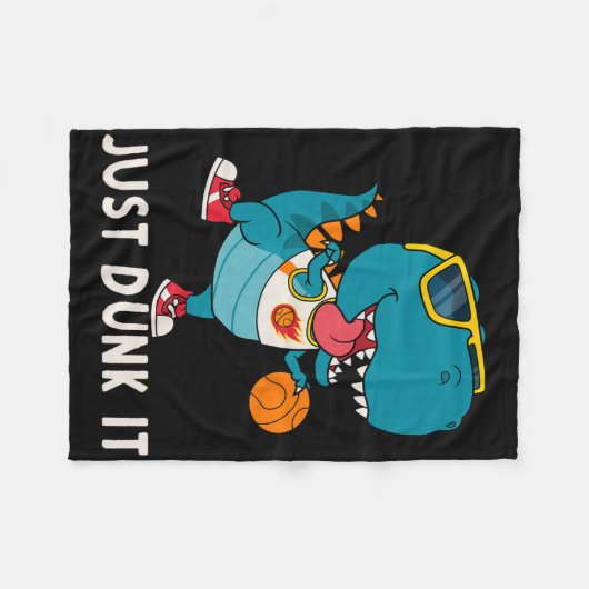 Dunk it Fun Dinosaur Bysketbyll League Slam D Fleece Deken (Voorkant (Horizontaal))