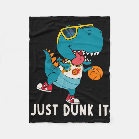 Dunk it Fun Dinosaur Bysketbyll League Slam D Fleece Deken (Voorkant)