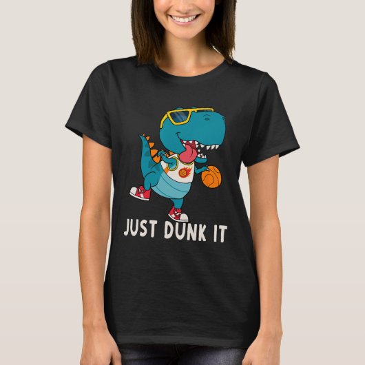 Dunk it Fun Dinosaur Bysketbyll League Slam D T-shirt (Voorkant)