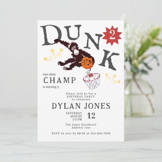 Dunk! Little Champ Monkey Basketbal Kinderen Verja Kaart (Staand voorkant)