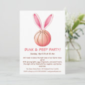 Dunk & Peep Feest – Pasen Basketbal Uitnodiging (Staand voorkant)