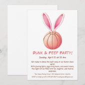 Dunk & Peep Feest – Pasen Basketbal Uitnodiging (Voorkant / Achterkant)