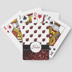 Dunkelrode lieveheersbeestje nepschittertjes Monog Pokerkaarten