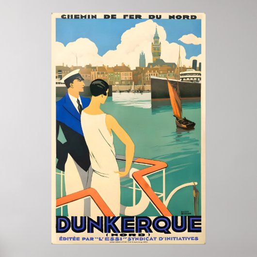 Dunkerque Chemin de Fer du Nord Poster Retro (Voorkant)