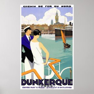 Dunkerque France Vintage Travel Poster teruggezet