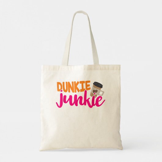 Dunkie Junkie - Funny Coffee Lover Gezegde Tote Bag (Achterkant)