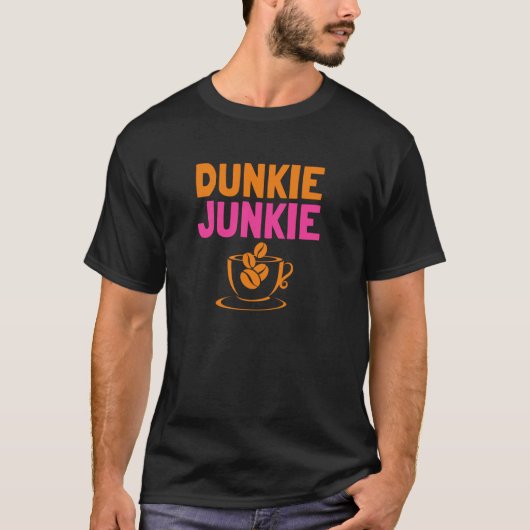 Dunkie Junkie houdt van Funny Coffee Gezegden caff T-shirt (Voorkant)