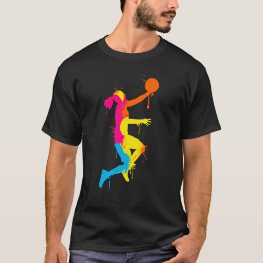 Dunking basketball player basket basketball player t-shirt (Voorkant)