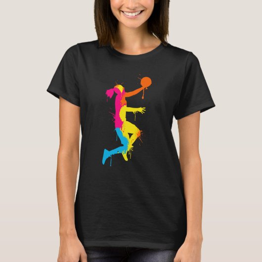 Dunking basketball player basket basketball player t-shirt (Voorkant)