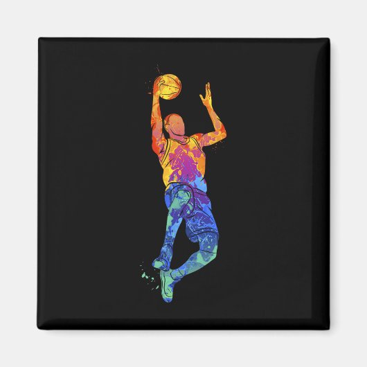 Dunking Basketbalspeler Basketbal Graphic Magneet (Voorkant)