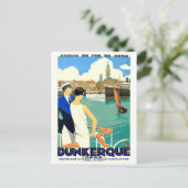 Dunkirk City bay, Frankrijk, paar op boot, Briefkaart (Staand voorkant)
