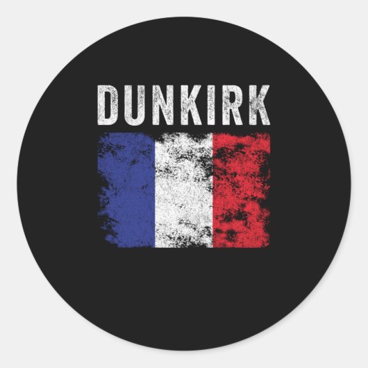 Dunkirk France Flag French Souvenir Ronde Sticker (Voorkant)