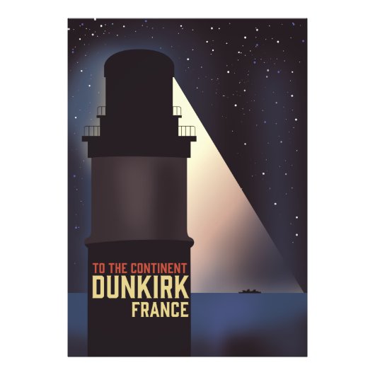Dunkirk Vuurtoren reisposter. Foto Afdruk (Voorkant)