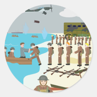 Dunkirk WWII (Eenvoudige geschiedenis) Ronde Sticker