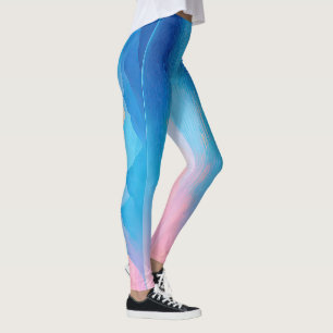 "Dunlach" Breed Roze en Blauw Landschap Zeegezicht Leggings