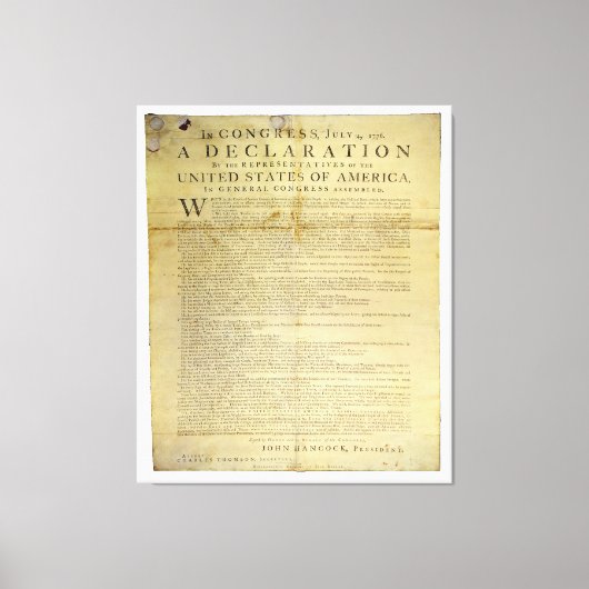 Dunlap Broadside Declaration of Independence 1774 Canvas Afdruk (Voorkant)
