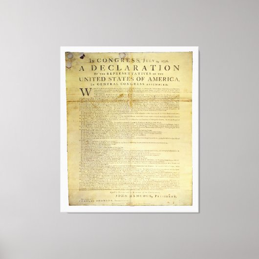 Dunlap Broadside Declaration of Independence 1774 Canvas Afdruk (Voorkant)