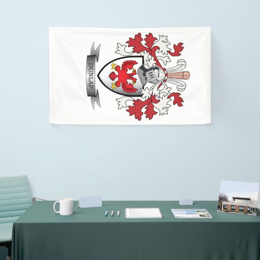 Dunlap Family Crest Coat of Arms Spandoek (Beurs)