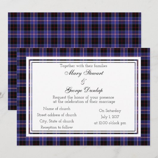 Dunlap Scottish Wedding Invitation Kaart (Voorkant / Achterkant)