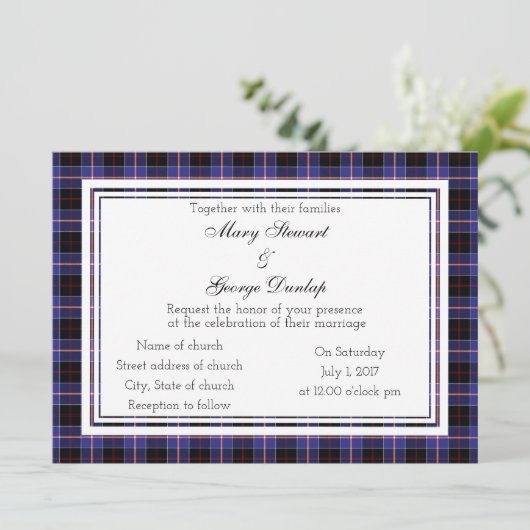 Dunlap Scottish Wedding Invitation Kaart (Staand voorkant)