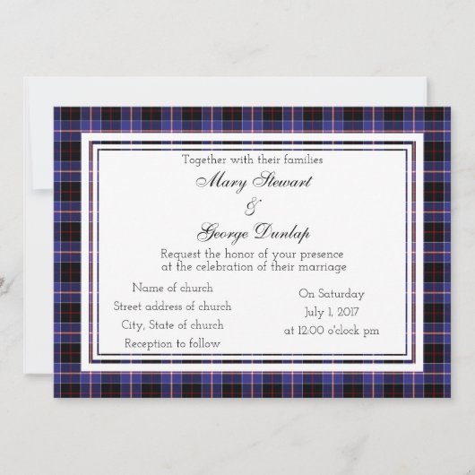 Dunlap Scottish Wedding Invitation Kaart (Voorkant)