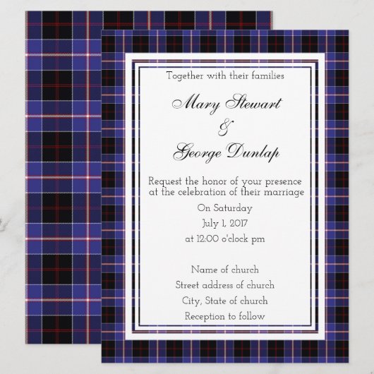 Dunlap Scottish Wedding Invitation Kaart (Voorkant / Achterkant)