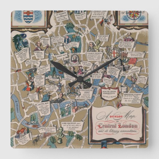 Dunlop map - Literary Landmarks of Central London Vierkante Klok (Voorkant)
