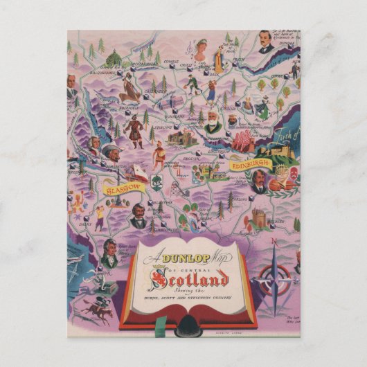 Dunlop Map of Central Scotland Briefkaart (Voorkant)