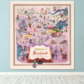 Dunlop Map of Central Scotland Canvas Afdruk (Insitu (Houten vloer))