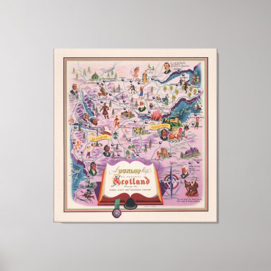 Dunlop Map of Central Scotland Canvas Afdruk (Voorkant)