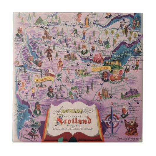 Dunlop Map of Central Scotland Tegeltje (Voorkant)