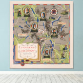 Dunlop Map of Lake District, Engeland Canvas Afdruk (Insitu (Houten vloer))
