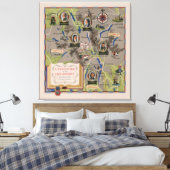 Dunlop Map of Lake District, Engeland Canvas Afdruk (Insitu (Slaapkamer))