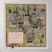 Dunlop Map of Lake District, Engeland Poster (Voorkant)