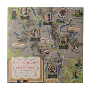 Dunlop Map of Lake District, Engeland Tegeltje