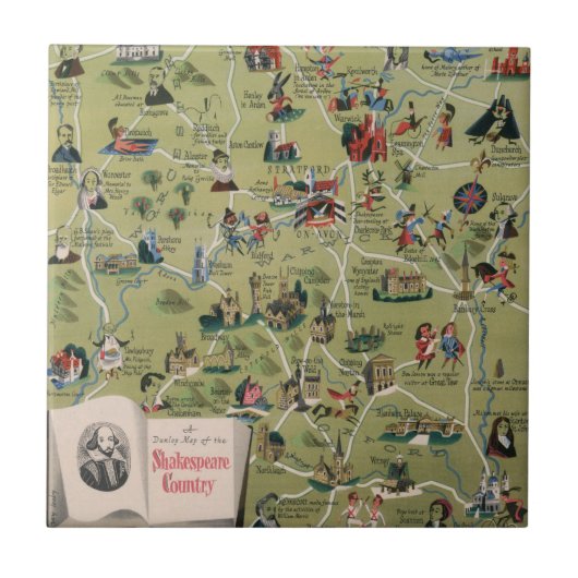 Dunlop Map of Shakespeare Country, Engeland Tegeltje (Voorkant)