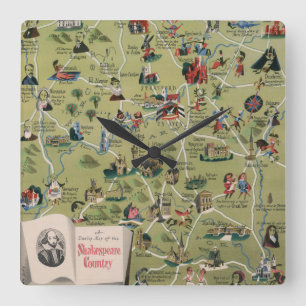 Dunlop Map of Shakespeare Country, Engeland Vierkante Klok