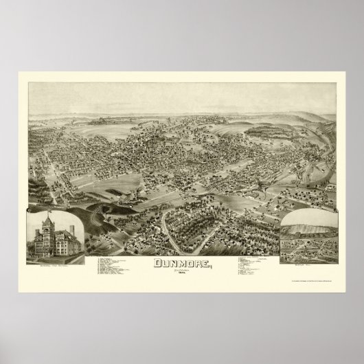 Dunmore, PA Panoramic Map - 1892 Poster (Voorkant)