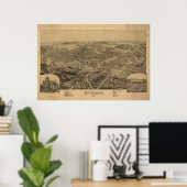 Dunmore Pennsylvania 1892 Antiek Panoramic Map Poster (Thuiskantoor)