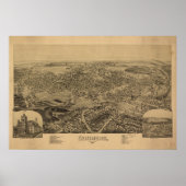 Dunmore Pennsylvania 1892 Antiek Panoramic Map Poster (Voorkant)