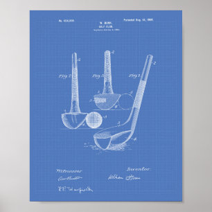 Dunn Golf Club 1900 Patent Art - Blauwdruk Poster