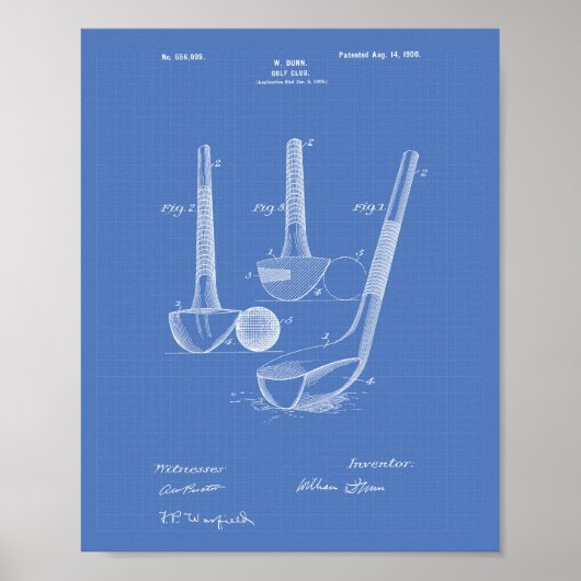 Dunn Golf Club 1900 Patent Art - Blauwdruk Poster (Voorkant)