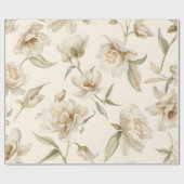 Dunne aquarel witte bloempatroon cadeaupapier (Vlak)
