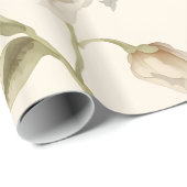 Dunne aquarel witte bloempatroon cadeaupapier (Rol Hoek)