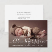 Dunne belettering geboortekaart kaart (Voorkant / Achterkant)